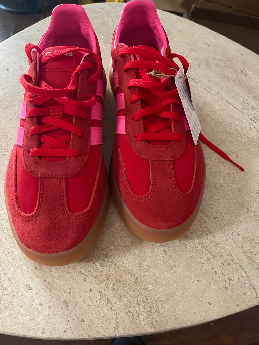Addidas Bright Red and Pink Retro Sneakers